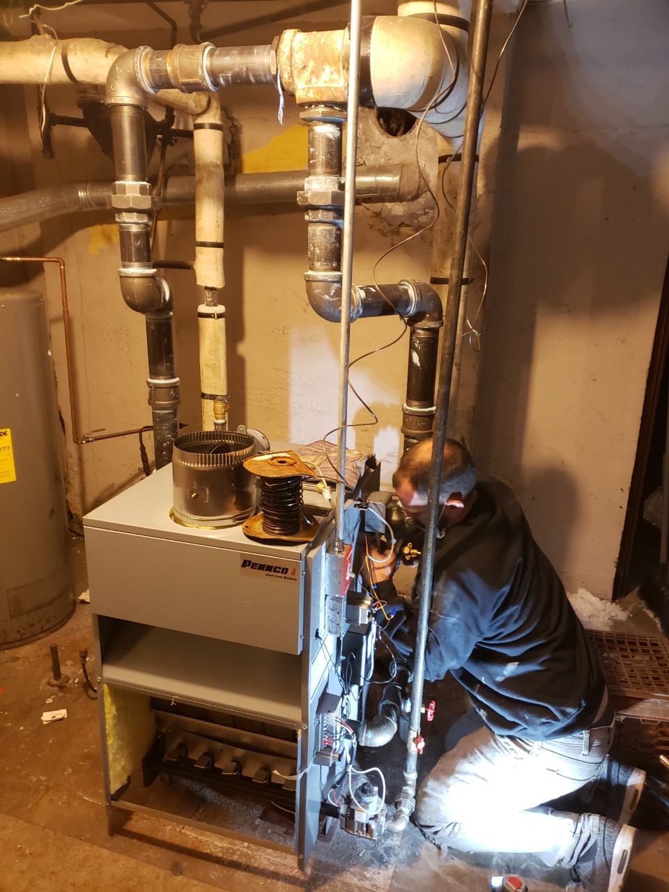 Electrical work on boiler